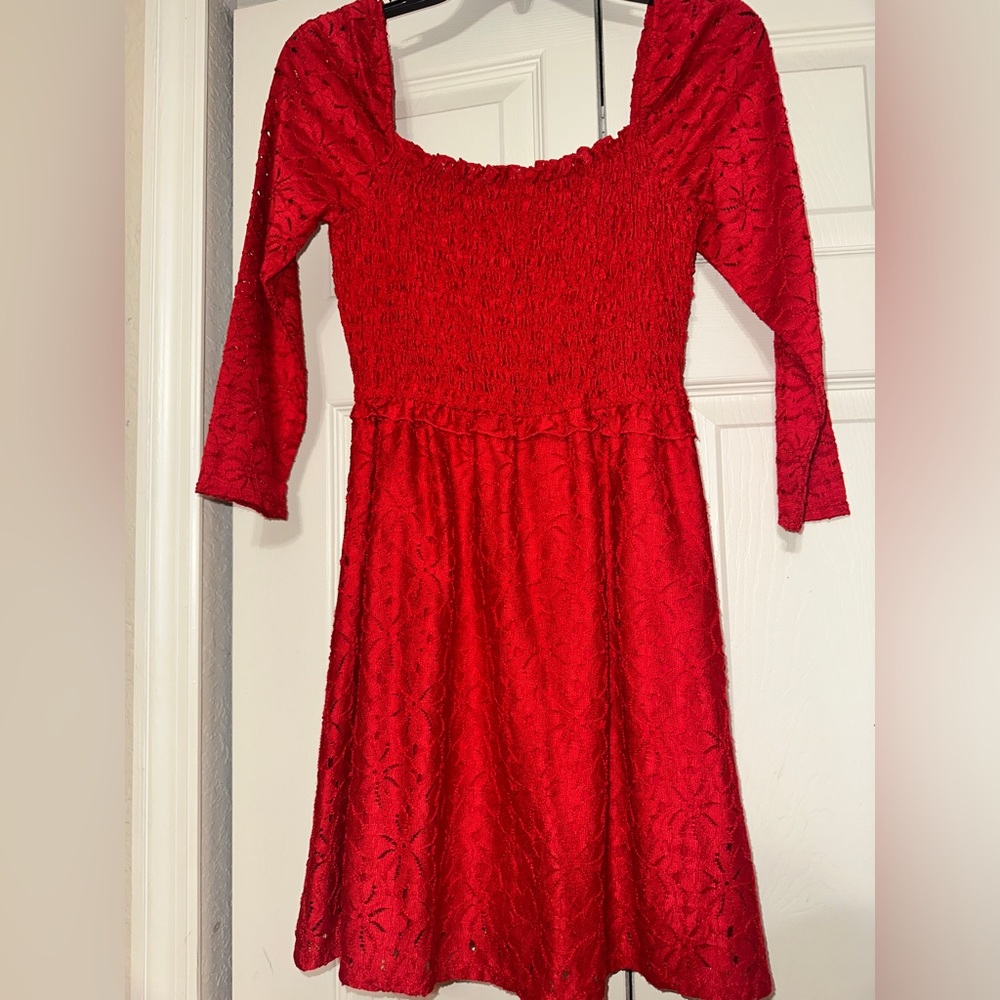 Women’s Red Mini Laced Dress!